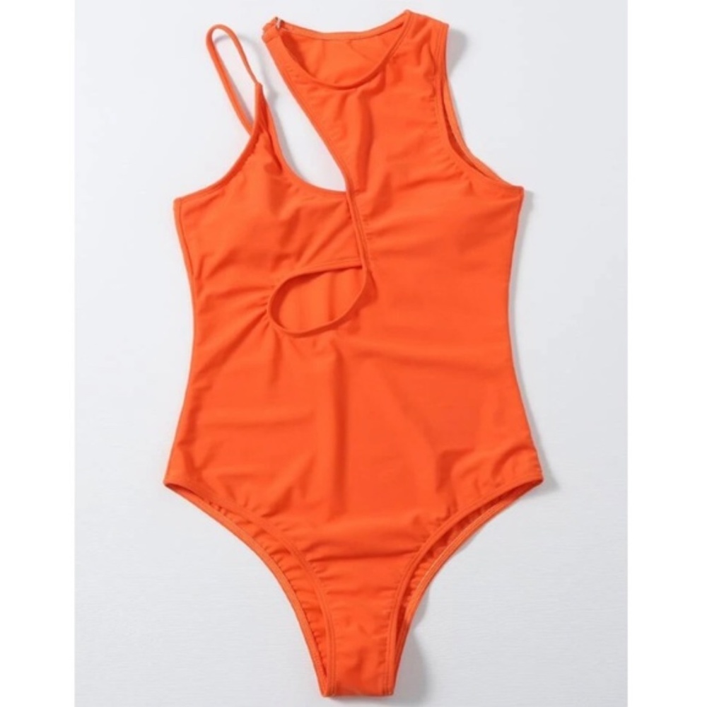 Boho cut out monokoni one piece swim - ORANGE - Picture 10 of 14